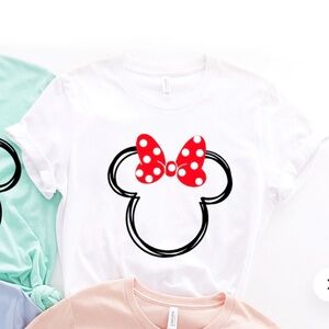 White Women’s Minnie Tee with Red Polka Dot Bow
